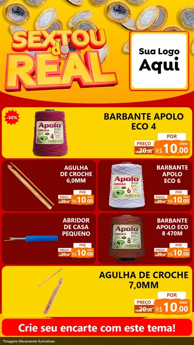 Modelo de TV para TV Vertical com o tema Sextou do Real para Armarinho e Aviamentos