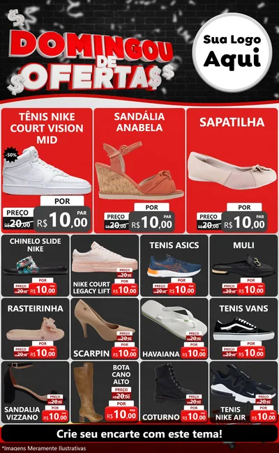 Modelo de Encarte para Encarte Grande com o tema Domingou de Ofertas para Calçados