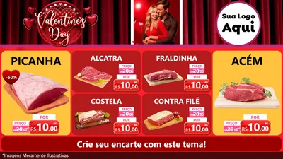 Modelo de TV para TV Horizontal com o tema Valentine's Day para Açougue