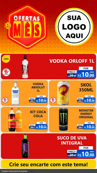 Modelo de TV para TV Vertical com o tema Ofertas do Mês para Distribuidora de bebidas