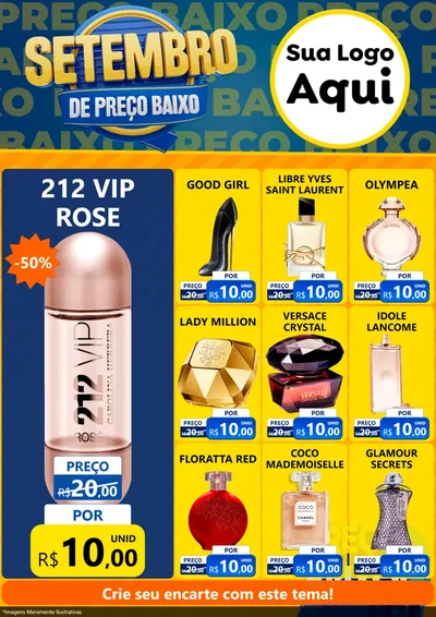 Modelo de Encarte para Encarte A4 Vertical com o tema Setembro De Preço Baixo para Perfumes