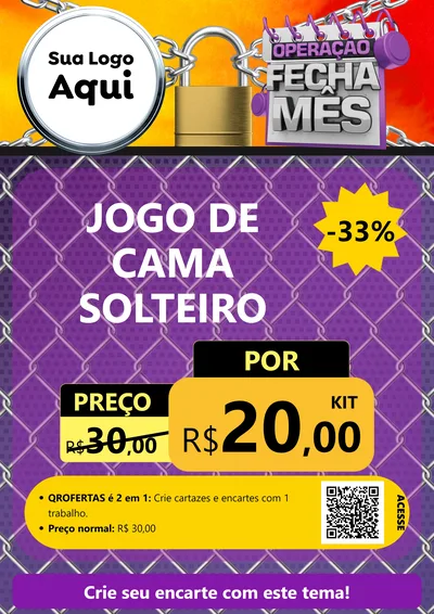 Modelo de Cartaz para Cartaz A4 Vertical com o tema Operação Fecha Mês para Cama, Mesa e Banho