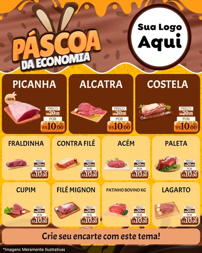 Modelo de Rede Social para Feed Instagram com o tema Páscoa da Economia para Açougue
