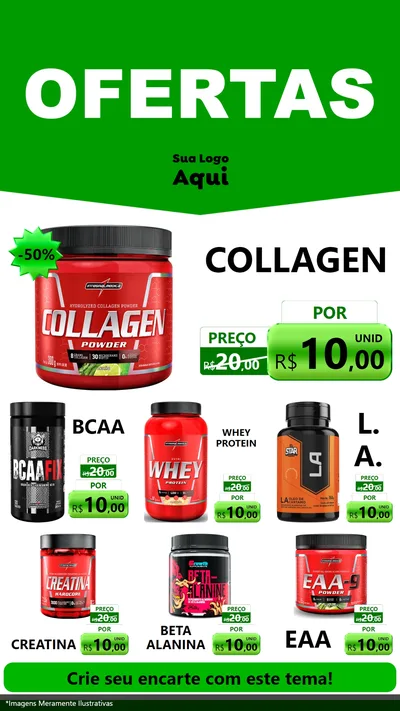 Modelo de Rede Social para Stories com o tema Ofertas Verde Cartaz para Suplementos alimentares