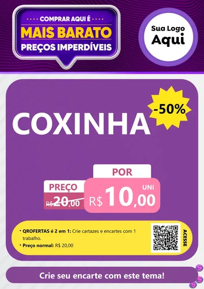 Modelo de Cartaz para Cartaz A4 Vertical com o tema Mais Barato para Salgadaria