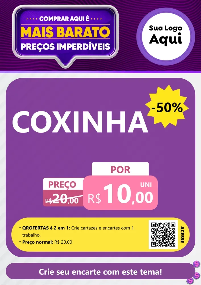 Modelo de Cartaz para Cartaz A4 Vertical com o tema Mais Barato para Salgadaria