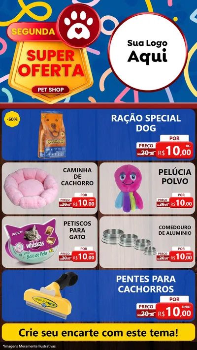 Modelo de TV para TV Vertical com o tema Segunda Super Oferta Pet Shop para Pet Shop