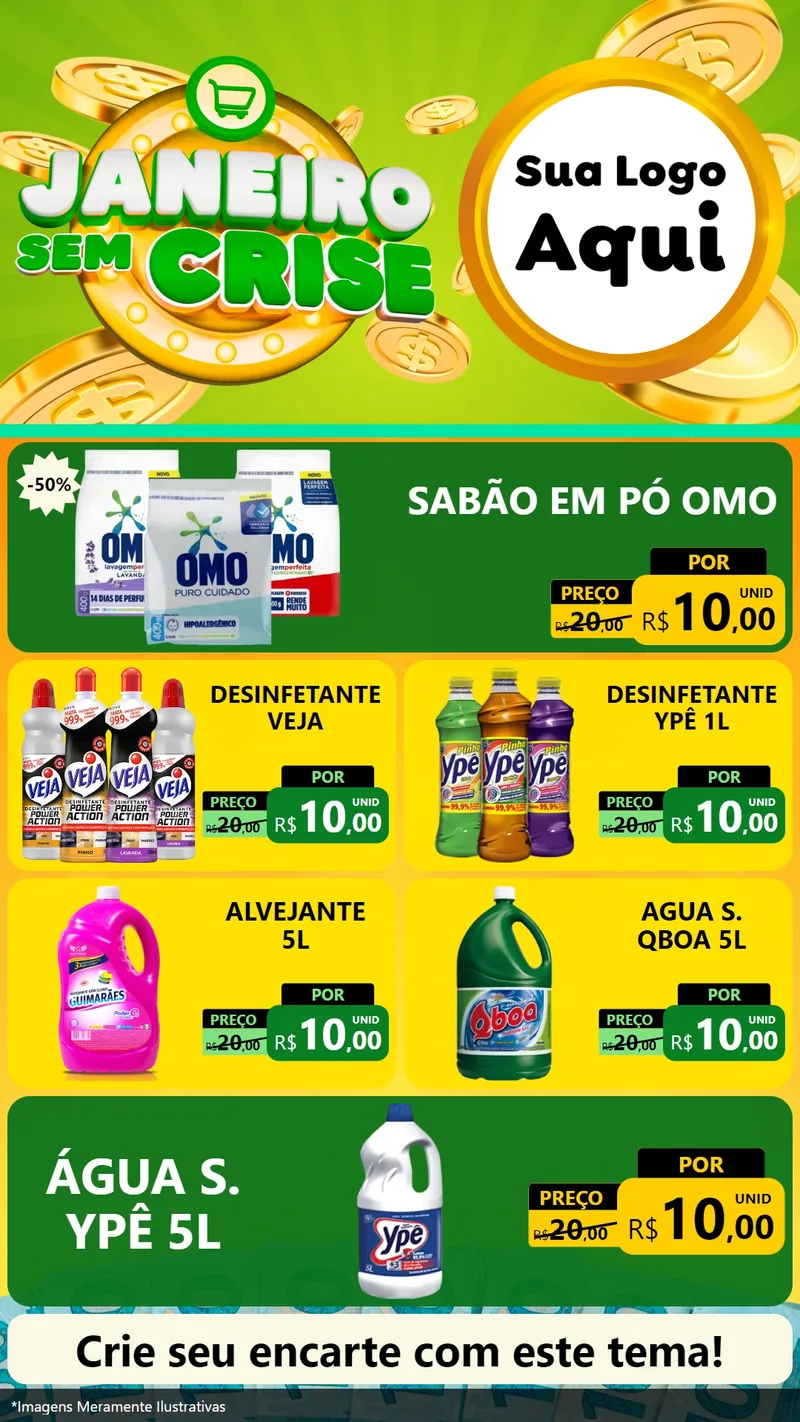 Modelo de TV para TV Vertical com o tema Janeiro Sem Crise para Produtos de Limpeza