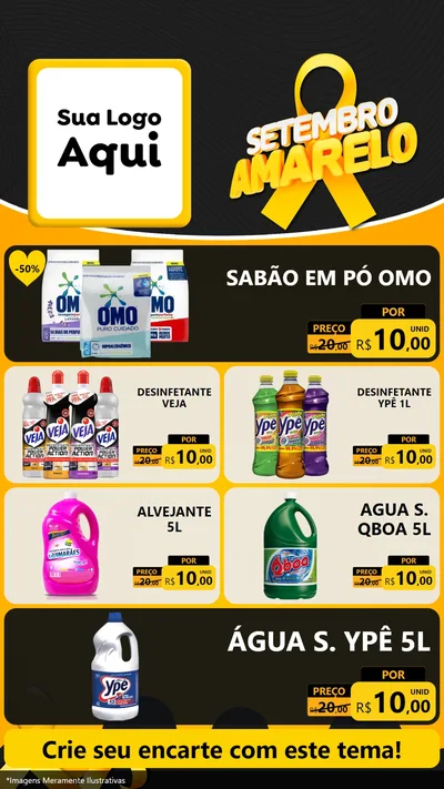 Modelo de TV para TV Vertical com o tema Setembro Amarelo para Produtos de Limpeza