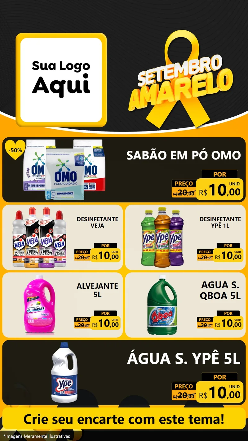Modelo de TV para TV Vertical com o tema Setembro Amarelo para Produtos de Limpeza
