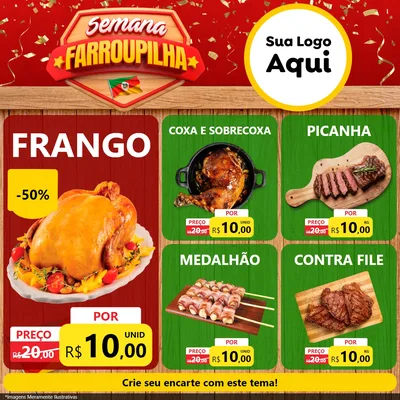 Modelo de Rede Social para Feed Facebook com o tema Semana Farroupilha para Assados
