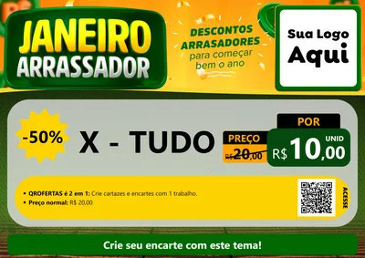 Modelo de Cartaz para Cartaz A4 Horizontal com o tema Janeiro Arrasador para Hamburgueria