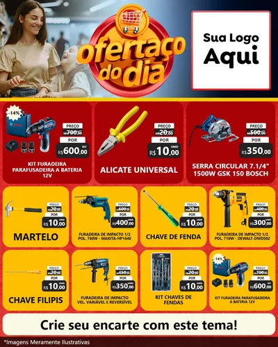 Modelo de Rede Social para Feed Instagram com o tema Ofertaço Do Dia para Maquinas e Ferramentas
