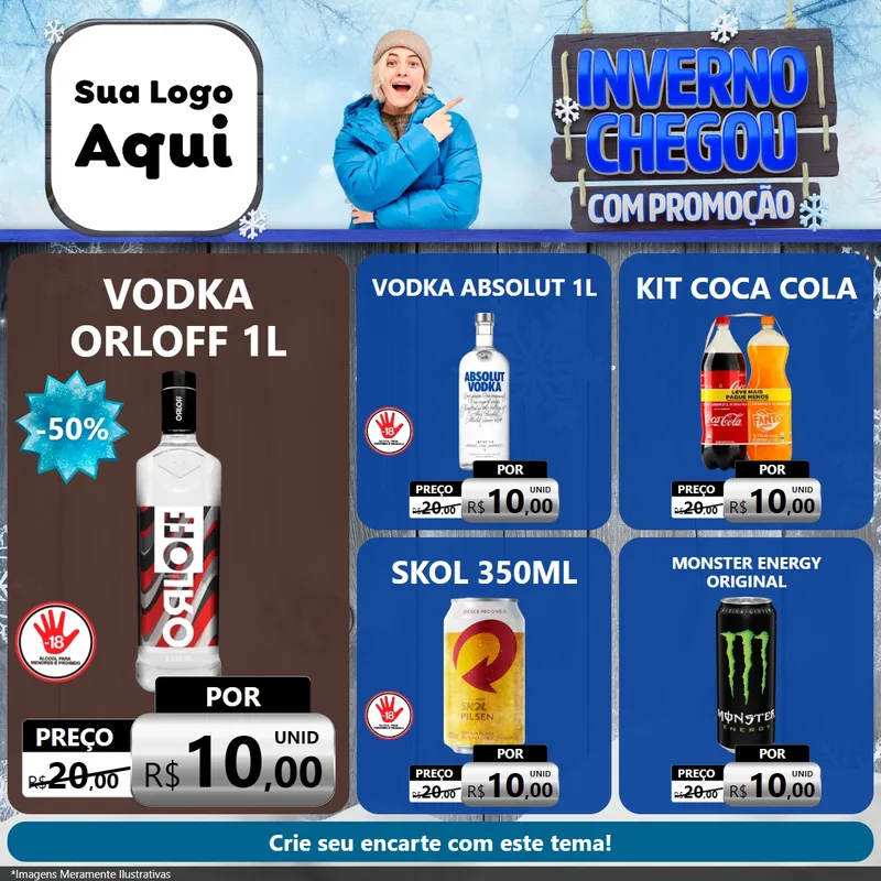 Modelo de Rede Social para Feed Facebook com o tema Inverno Chegou Com Promoção para Distribuidora de bebidas
