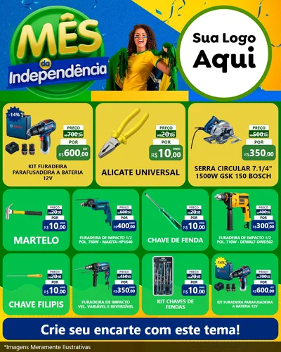 Modelo de Rede Social para Feed Instagram com o tema Mês da Independência para Maquinas e Ferramentas