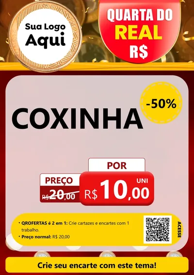 Modelo de Cartaz para Cartaz A4 Vertical com o tema Quarta do Real para Salgadaria