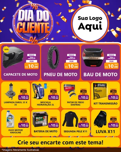 Modelo de Rede Social para Feed Instagram com o tema Dia do Cliente para Moto peças