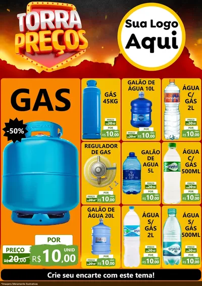 Modelo de Encarte para Encarte A4 Vertical com o tema Torra Preços para Água e gás