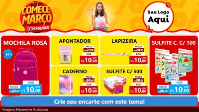 Modelo de TV para TV Horizontal com o tema Comece Março Economizando para Papelaria