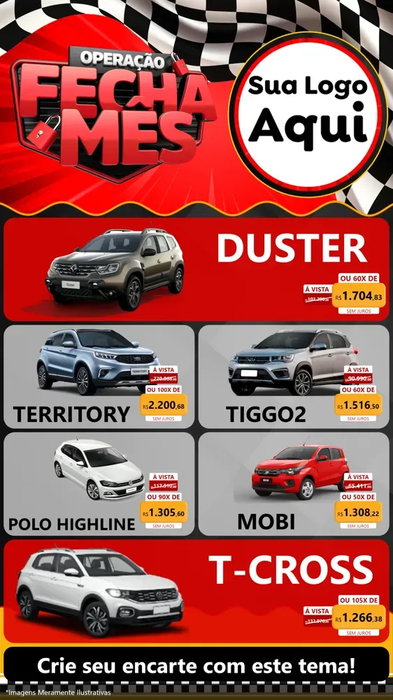 Modelo de TV para TV Vertical com o tema Operação Fecha Mês - Auto Moto para Concessionaria de Carros