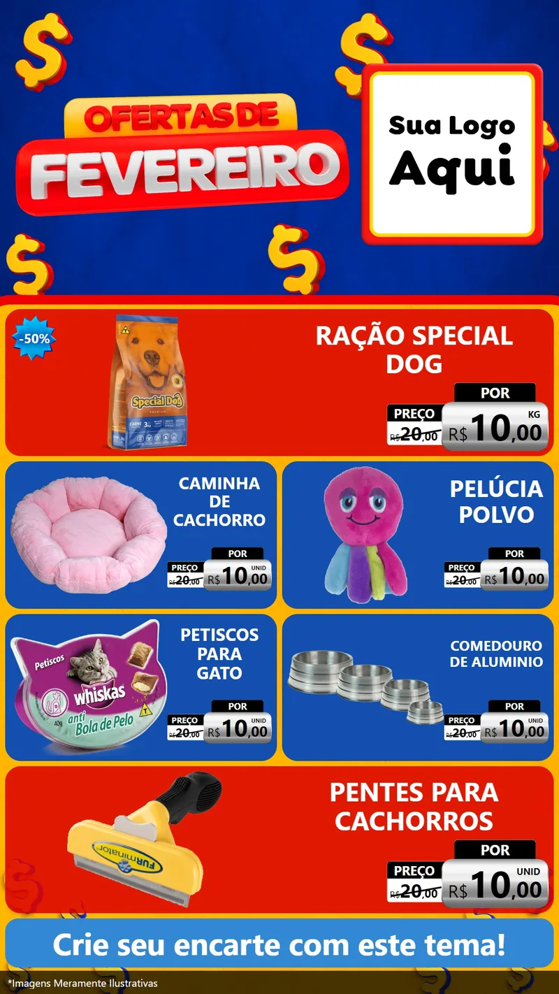 Modelo de TV para TV Vertical com o tema Ofertas de Fevereiro para Pet Shop