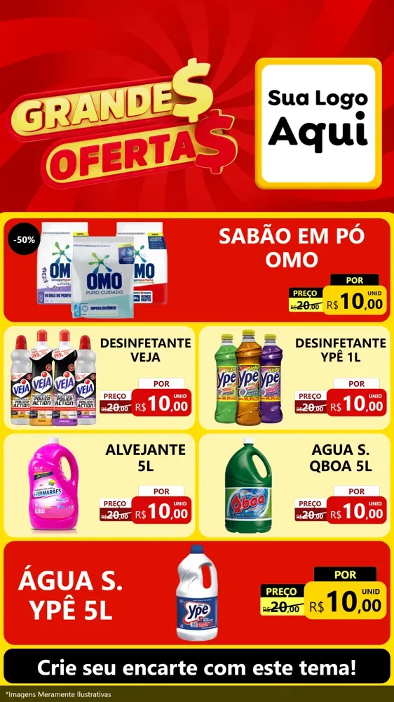 Modelo de TV para TV Vertical com o tema Grandes Ofertas para Produtos de Limpeza