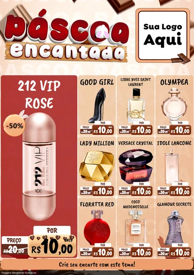 Modelo de Encarte para Encarte A4 Vertical com o tema Páscoa Encantada para Perfumes