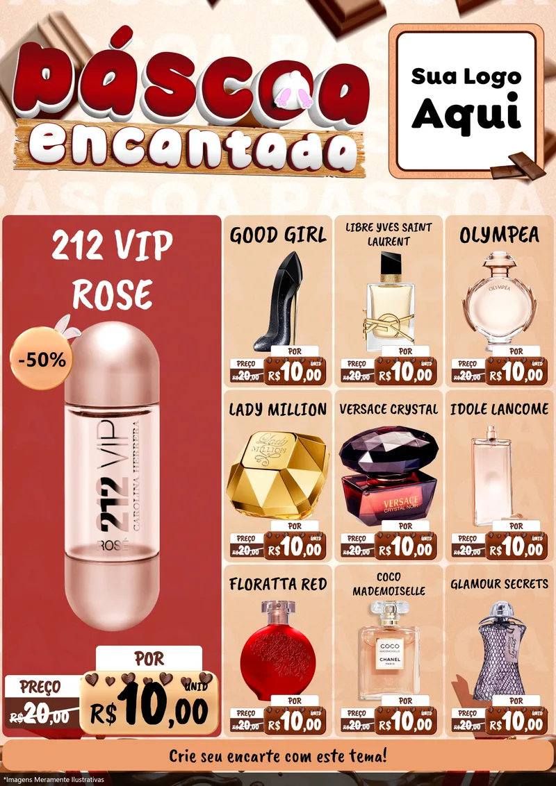 Modelo de Encarte para Encarte A4 Vertical com o tema Páscoa Encantada para Perfumes