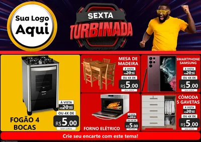 Modelo de Encarte para Encarte A4 Horizontal com o tema Sexta Turbinada para Móveis e Eletro