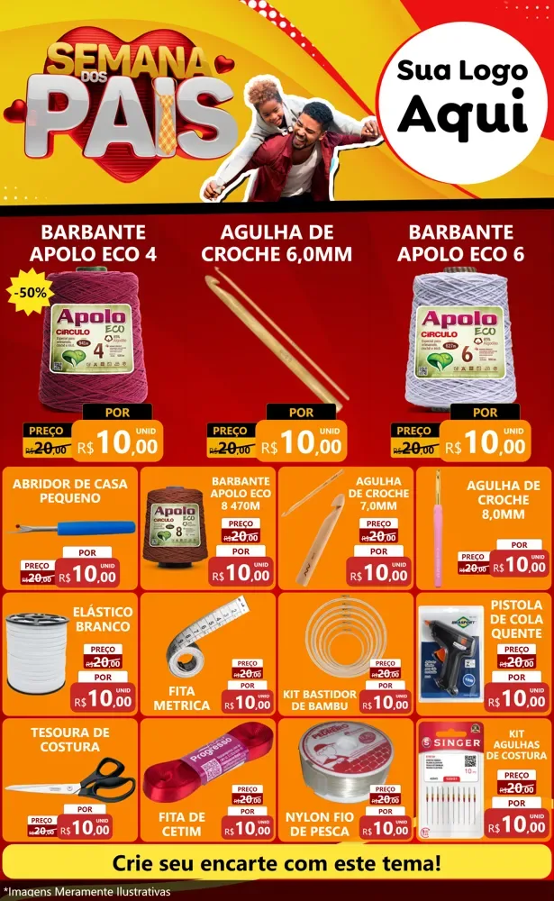Modelo de Encarte para Encarte Grande com o tema Semana Dos Pais para Armarinho e Aviamentos