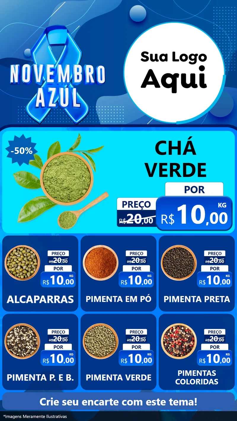 Modelo de Rede Social para Stories com o tema Novembro Azul para Produtos Naturais