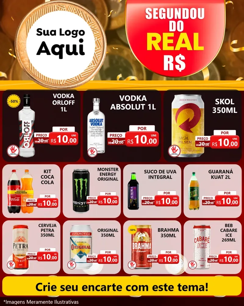 Modelo de Rede Social para Feed Instagram com o tema Segundou do Real para Distribuidora de bebidas