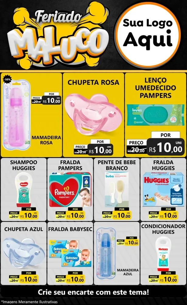 Modelo de Encarte para Encarte Grande com o tema Feriado Maluco para Bebês