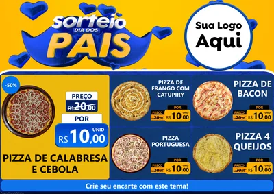 Modelo de Encarte para Encarte A4 Horizontal com o tema Sorteio Dia dos Pais para Pizzaria