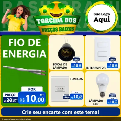 Modelo de Rede Social para Feed Facebook com o tema Torcida dos Preços Baixos - Copa para Materiais Elétricos