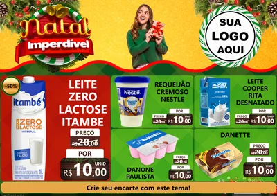 Modelo de Encarte para Encarte A4 Horizontal com o tema Natal Imperdível para Frios e Laticínios