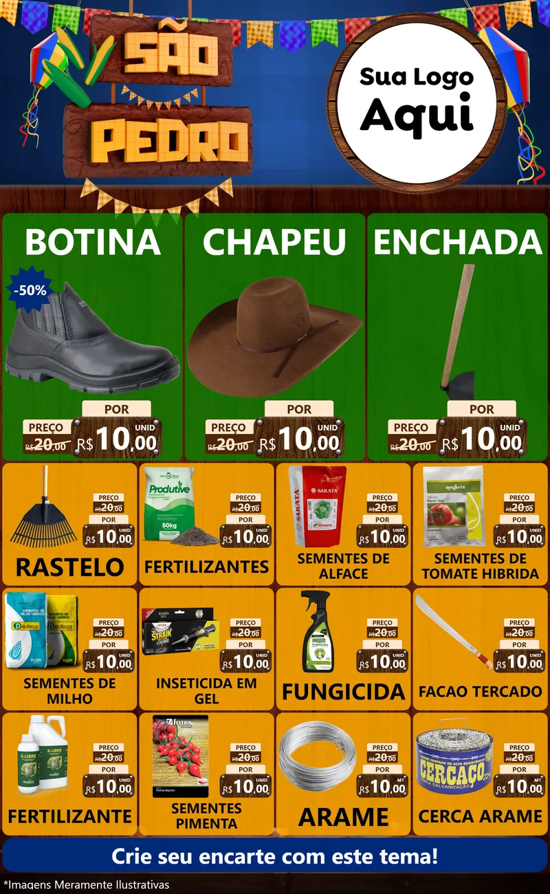 Modelo de Encarte para Encarte Grande com o tema São Pedro para Agropecuária