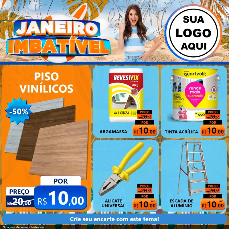Modelo de Rede Social para Feed Facebook com o tema Janeiro Imbatível para Material para Construção