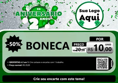 Modelo de Cartaz para Cartaz A4 Horizontal com o tema Promoção de Aniversário - 2 Anos para Brinquedos