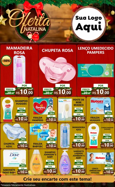 Modelo de Encarte para Encarte Grande com o tema Ofertas Natalina para Bebês