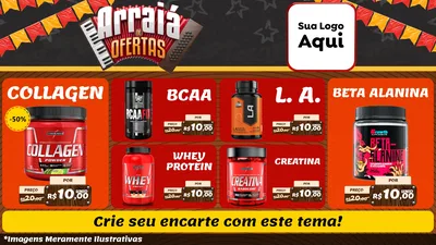 Modelo de TV para TV Horizontal com o tema Arraiá de Ofertas - Junina para Suplementos alimentares