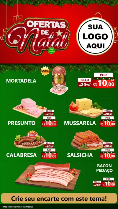 Modelo de TV para TV Vertical com o tema Ofertas de Natal para Frios e Laticínios