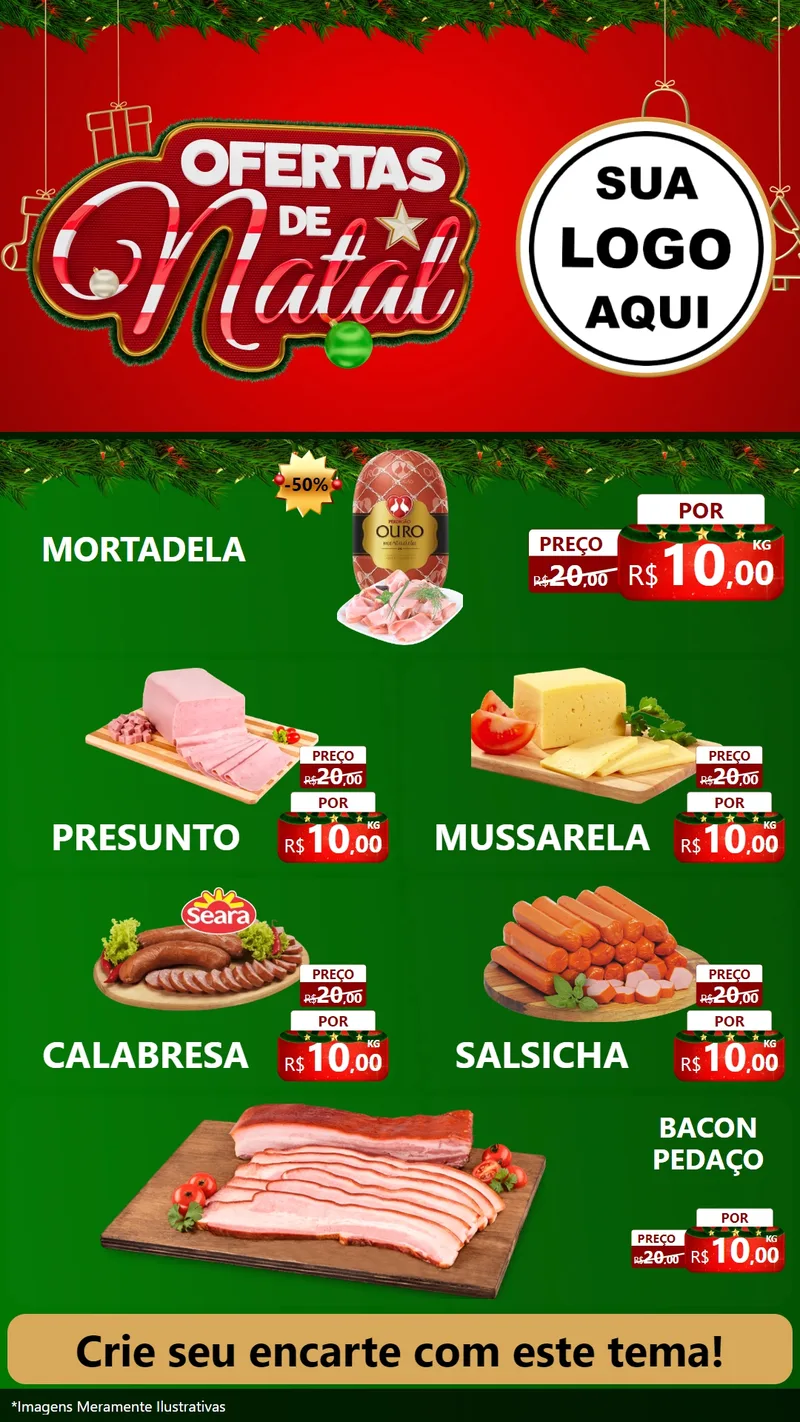 Modelo de TV para TV Vertical com o tema Ofertas de Natal para Frios e Laticínios
