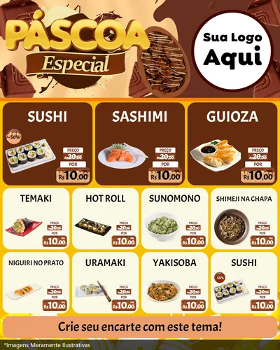 Modelo de Rede Social para Feed Instagram com o tema Páscoa Especial para Comida japonesa