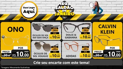 Modelo de TV para TV Horizontal com o tema Mega Saldão de Janeiro para Óticas