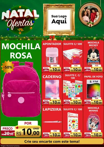 Modelo de Encarte para Encarte A4 Vertical com o tema Natal de Ofertas para Papelaria