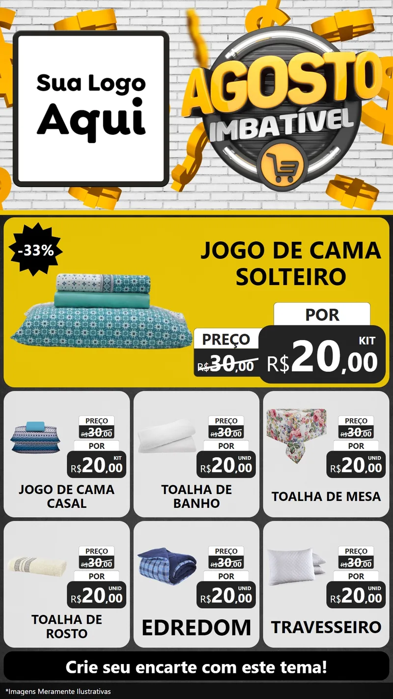 Modelo de Rede Social para Stories com o tema Agosto imbatível para Cama, Mesa e Banho