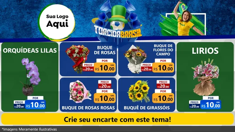 Modelo de TV para TV Horizontal com o tema Torcida Brasil - Copa para Floricultura e jardim