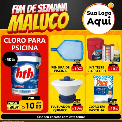 Modelo de Rede Social para Feed Facebook com o tema Final de Semana Maluco para Produtos para Piscina