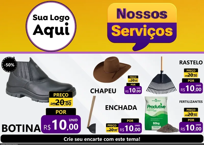 Modelo de Encarte para Encarte A4 Horizontal com o tema Nossos Serviços para Agropecuária